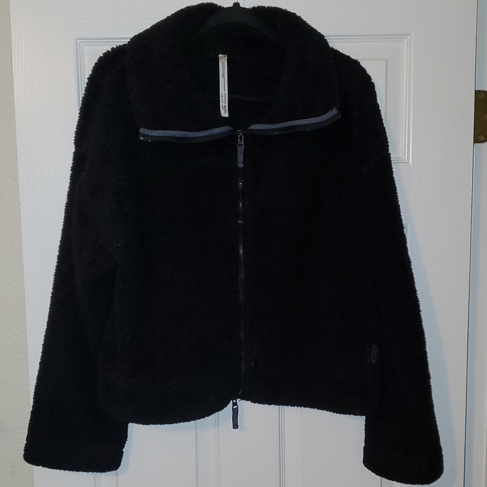FREE People Movement Dazed Black High Neck Fuzzy Jacket Sz. Small